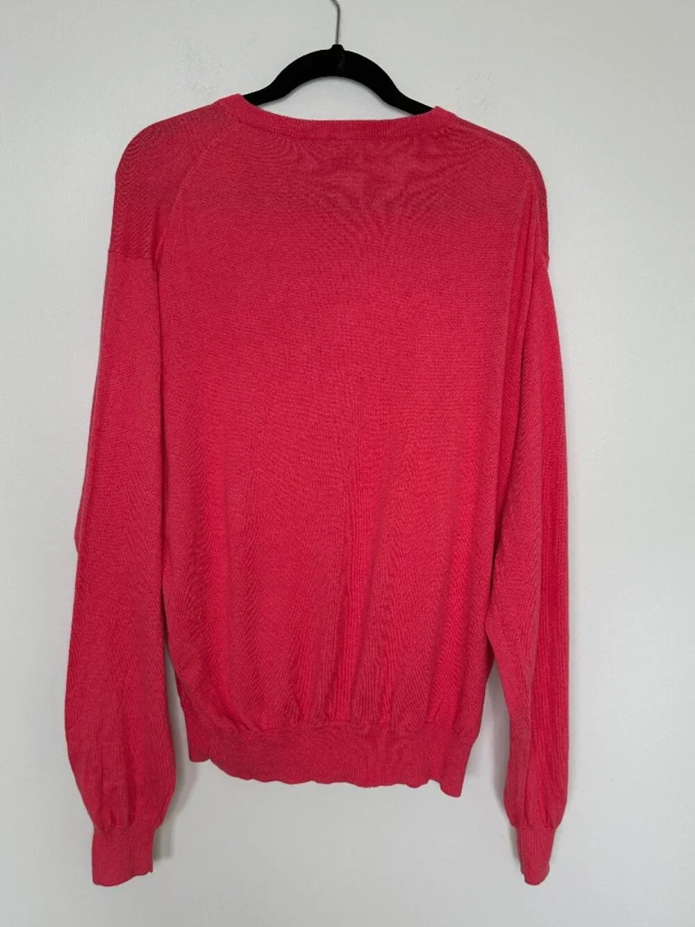 Peter Millar Men's Red Pink V-Neck Long Sleeve Sweater Cotton Cashmere Size XL